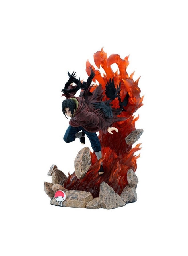 Naruto Mysterious Transformation 28cm Anime Figure of Uchiha Itachi with Three Heads - Normal, Turning and Crow Forms, Stunning Desktop Decoration - Image 1
